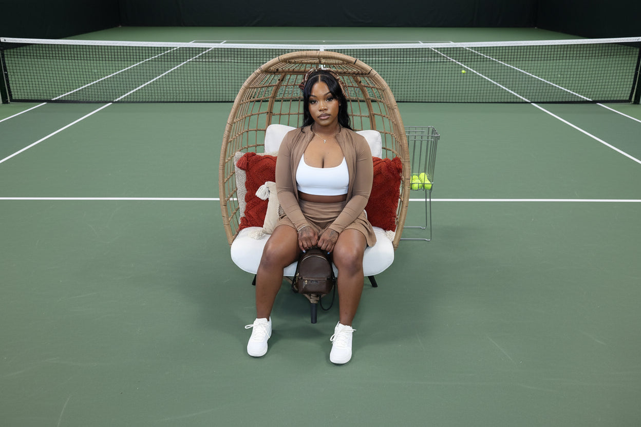 Cocoa Pleated Tennis Set